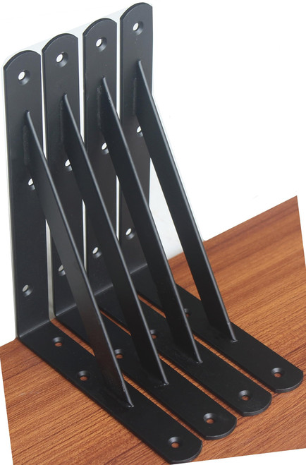 4 Pack L8" x H 6" Black Heavy Duty Shelf Brackets with Screws Metal Shelf Brackets Shelf Support Angle Brackets for Shelves L Brackets Heavy Duty Floating Shelf Brackets