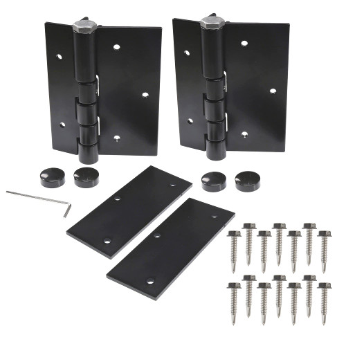 Plum Fittings Pair of Aluminum Black Self-Closing Fence Gate Hinges for Aluminum | Vinyl | Iron | Wood Gates (Black)