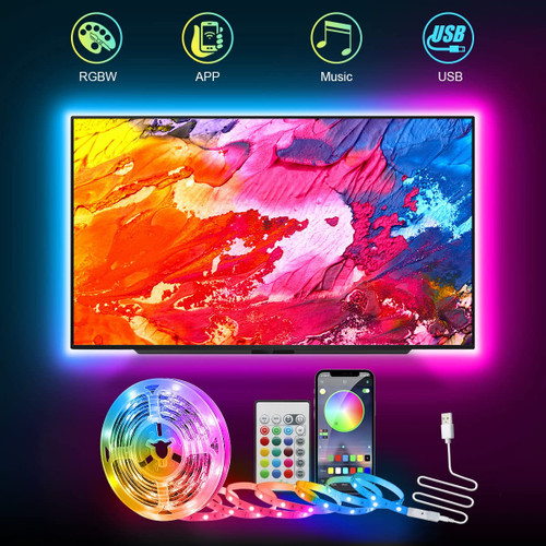 LUWUIDEN TV LED Backlight?8.2FT USB Smart Led Strip Lights Kit for 30-60inch TV, Music Sync TV LED Backlights Color Changing Bias Lighting, APP Control for HDTV Computer Gaming