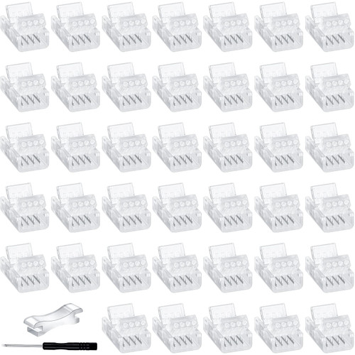 40 Packs LED Strip Connector 4 Pin,10 mm LED Connectors for Strip Lights, LED Strip to Wire Connector Waterproof RGB Unwired Clips for Strip Light Gapless Track Lighting Connector, Transparent