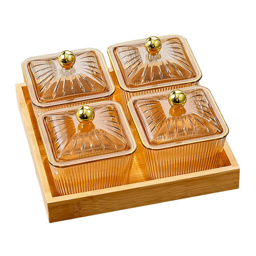 Fenteer Dry Fruit Bowls, Condiment Serving Tray, Storage Container, Divided Serving Dishes, Fruit Snacks Serving Platter for cake Snacks Salad, Amber 4 Bowls