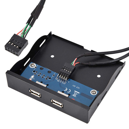 ciciglow USB HUB Front Panel with 2 USB2.0, 3.5 Inch USB2.0 2 Port 9-pin Tinned Copper Wire Floppy Drive Front Panel, DIY Computer Expansion Board with 2 USB Port, Replacement PC Parts for Desktop