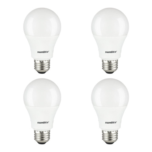 Sunlite LED A19-60 Watt Equivalent Daylight (6500K) Light Bulb - 4 Pack