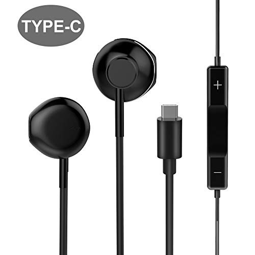 USB Type C Earbuds & Earphone & Headphone with Microphone + Volume Control Stereo Headset Compatible Huawei Samsung Google Pixel Sony LG