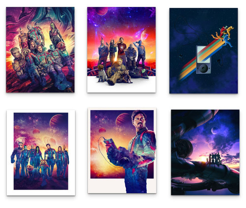 Guardians of the Galaxy Vol. 3 Posters, Set of 6 Premium Glossy Art Prints - Featuring Star-Lord, Gamora, Drax, Rocket, Groot, Nebula, Mantis, Kraglin - Perfect Marvel Fan Collection Wall Decor