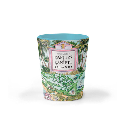 Xplorer Maps Sanibel-Captiva Islands Map Ceramic Shot Glass, BPA-Free - For Office, Home, Gift, Party - Durable and holds 1.5 oz Liquid
