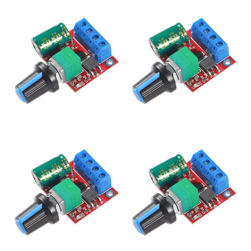 4PCS 5A 90W PWM DC Motor Speed Controller, Adjustable DC 4.5V-35V Driver Motor Speed Regulator Built-in LED Indicator with Speed Control Knob