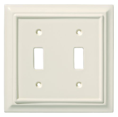 Brainerd 126447 Wood Architectural Double Toggle Switch Wall Plate / Switch Plate / Cover, Light Almond