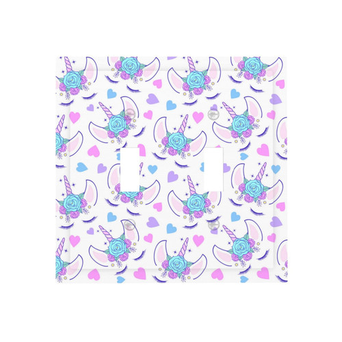 Head 2 Gang Toggle Light Switch Wall Plate 4.9" x 5" Double Switch Cover Unbreakable Polycarbonate Thermoplastic Double Toggle Wall Plate for Light Switches Outlet Covers