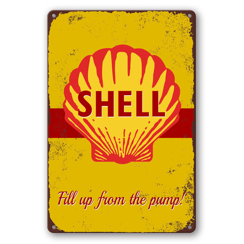 Saturey Retro Vintage Tin Metal Sign, Shell Motor Oil Gasoline, Wall Decor For Home Garage Bar Man Cave, 8x12inch/20x30cm colorful