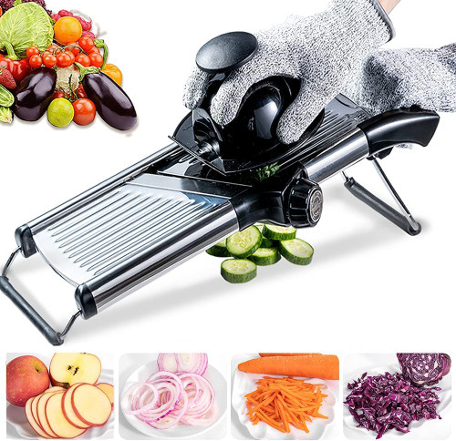 Mandoline Slicer for Kitchen, Stainless Steel Vegetable Slicer for Potato, Tomato and Onion, Adjustable Stainless Steel Food Slicer, Chopper for Vegetables