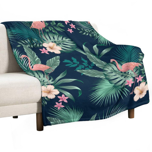 Lurnise Blankets Flamingos and Hibiscus Flannel Blanket Cozy Bedding Throw Blankets for Sofa Couch Chair Office 40"x50"