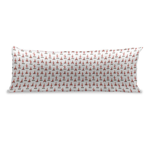 Lunarable Gnome Body Pillow Cover, Repetitive Boys on Shelves Pattern on a Plain Background, Printed Soft & Comfy Cushion Headboard Long Pillow Case, 20" x 55", Dark Pink Olive Green