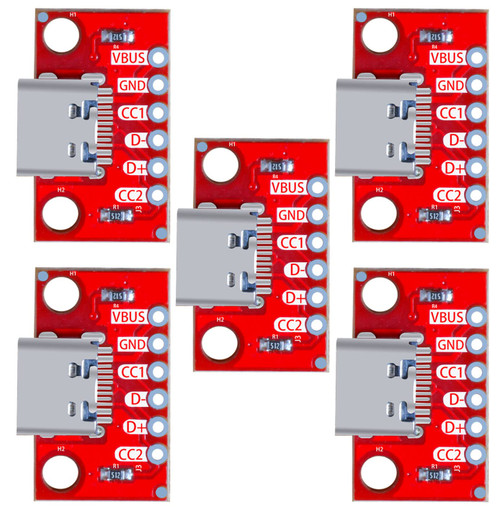 USB Type-C Breakout Board Serial Basic Breakout Female Connector Type PCB Converter Board (5 PCS)