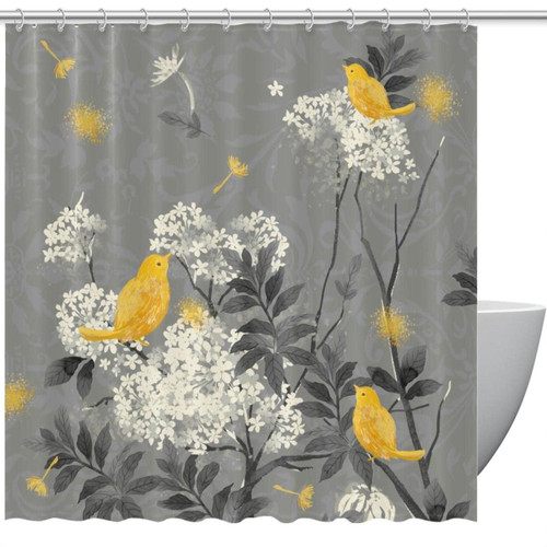 VAPOKF Shower Curtain for Bathroom Decor, Dandelion Yellow Bird Waterproof Polyester Fabric Bath Curtain Set with 12 Hooks - 66x72 Inches VAPOKF Shower Curtain for Bathroom Decor, Dandelion Yellow Bird Waterproof Polyester Fabric Bath Curtain Set with 12 Hooks - 66x72 Inches