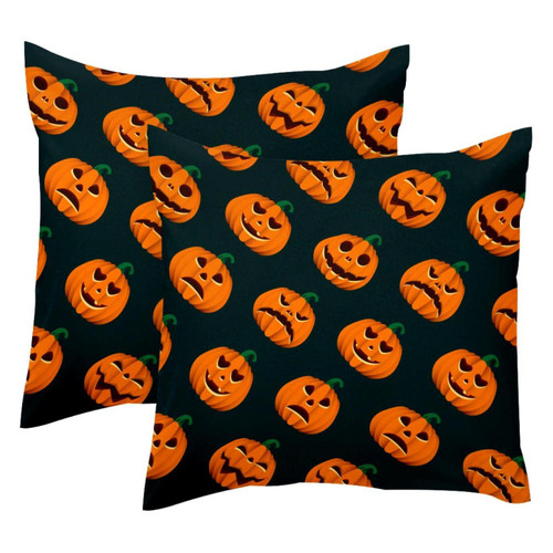 Decorative Square Throw Pillow Covers Set of 2 Seamlees Pumpkin Halloween Pillow Case for Home Office Car, 18 x 18 inches