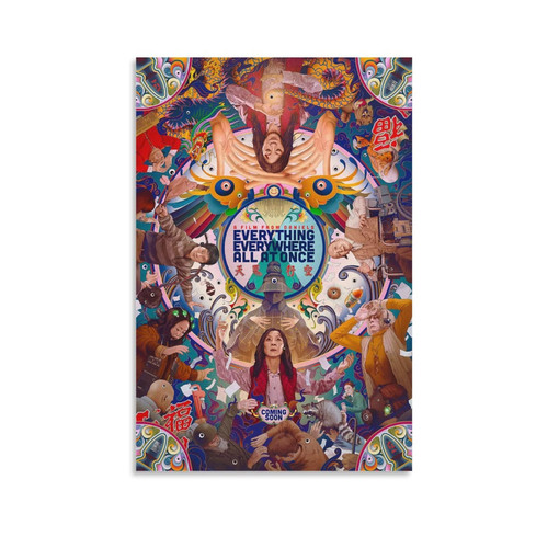AKAK Everything Everywhere All at Once 2022 Movie Poster Aesthetic Decorative Painting Canvas Wall Posters And Art Picture Print Modern Family Bedroom Decor Posters 16x24inch(40x60cm)