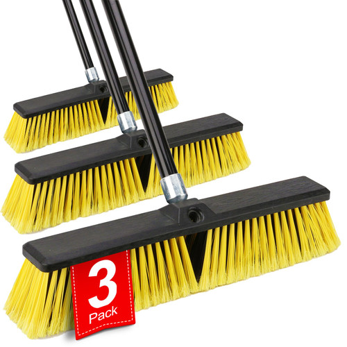 18 Inches Push Broom Outdoor- Heavy Duty Broom with 63" Long Handle for Deck Driveway Garage Yard Patio Concrete Floor Cleaning 18 Inches Push Broom Outdoor- Heavy Duty Broom with 63" Long Handle for Deck Driveway Garage Yard Patio Concrete Floor Cleaning