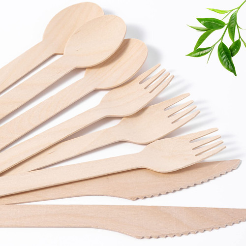 Eidsefe Disposable Wooden Utensils Set 300PCS (100 Forks 100 Spoons 100 Knives) Eco-Friendly Biodegradable Natural Wooden Cutlery Set Alternative to Plastic Cutlery Eidsefe Disposable Wooden Utensils Set 300PCS (100 Forks 100 Spoons 100 Knives) Eco-Friendly Biodegradable Natural Wooden Cutlery Set Alternative to Plastic Cutlery