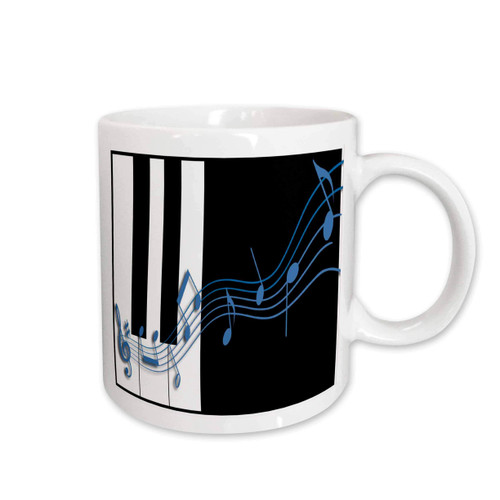 3dRose mug_12997_2 Blue Music Notes on Piano Keys Ceramic Mug, 15-Ounce