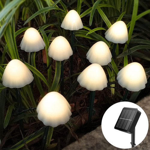 TERBBU Set of 12 Solar Powered Mini Mushroom Toadstool LED Outdoor Waterproof Garden Pathway Landscape Lights