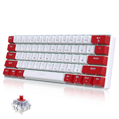 Snpurdiri Wired 60% Mechanical Gaming Keyboard, White LED Backlit Ultra-Compact Mini Office Keyboard for Windows Laptop PC Mac (Red-White, Red Switches) Snpurdiri Wired 60% Mechanical Gaming Keyboard, White LED Backlit Ultra-Compact Mini Office Keyboard for Windows Laptop PC Mac (Red-White, Red Switches)