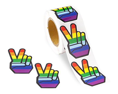 Gay Pride Rainbow Stickers on a Roll - Hand Shaped (250 Stickers) - Support LGBT Causes