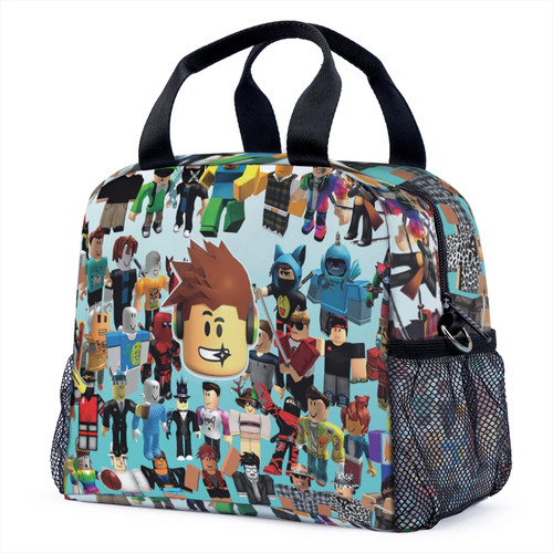 CNLAUKY Anime Game Lunch Box, Reusable Lunch Bag Bento Box Meal Bag Large Capacity Waterproof Lunch Bag for Picnic Camping Beach (Blue)