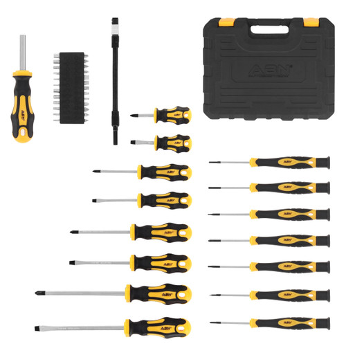 ABN Magnetic Screwdriver Set with Case - 43pc Slotted Hex Flat Torx Phillips Precision Screw Driver and Drill Bit Set