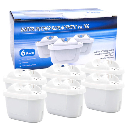 Anmumu 1001122 Replacement Filter for Mavea 1001122 Maxtra and LEVOIT Pitcher Water Filter cartridges with Lead&Arsenic Removal (6 Pack)
