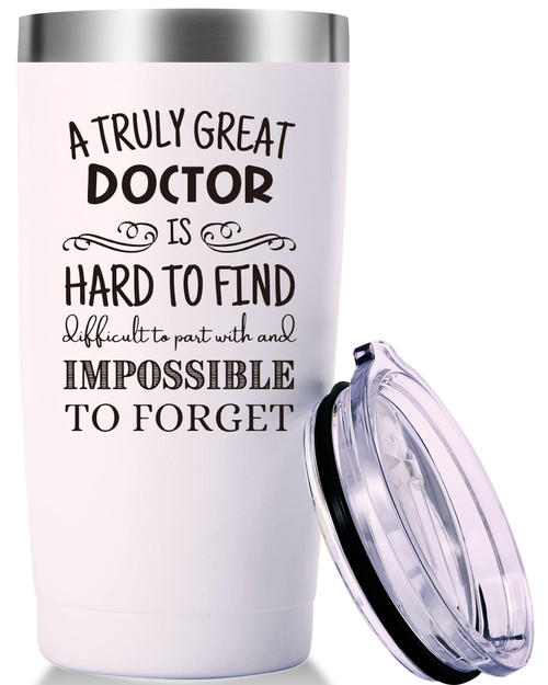 A Truly Great Doctor is Hard To Find Travel Mug Tumbler.Doctor,Doctor Retirement,Medical School Graduation Gifts.Appreciation,Birthday,Christmas Gifts for Doctors,MD,Med.(20oz White) A Truly Great Doctor is Hard To Find Travel Mug Tumbler.Doctor,Doctor Retirement,Medical School Graduation Gifts.Appreciation,Birthday,Christmas Gifts for Doctors,MD,Med.(20oz White)