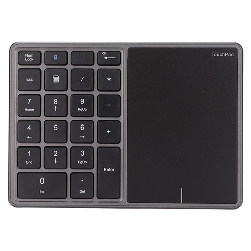 PUSOKEI BT5.0 Numeric Keypad, 22 Keys USB C Number Pads Keyboard, 2.4G Wireless Number Keyboard Extensions Keyboard with Touchpad for Win, for iOS, for Android, for OS X System(Grey)