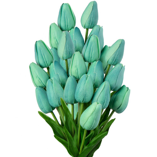 10 Pcs Blue Tulips Artificial Flowers Real Touch Fake Tulips Fake Flowers for Decoration 13.5" Faux Tulips Faux Flowers Bulk Artificial Tulips Flowers for Vase Centerpieces Home Wedding Bouquet