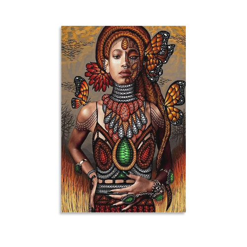 Rucatto African Tribal Beauty Art Painting Poster Wall Art Paintings Canvas Wall Decor Home Decor Living Room Decor Aesthetic 08x12inch(20x30cm) Unframe-Style