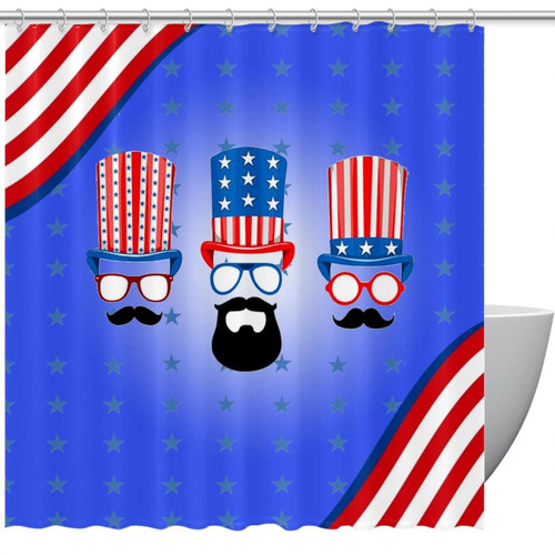 VAPOKF Shower Curtain for Bathroom Decor, 4th of July Independence Day Waterproof Polyester Fabric Bath Curtain Set with 12 Hooks - 60x72 Inches