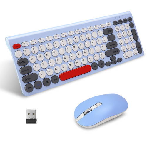 LeadsaiL Wireless Keyboard and Mouse Combo, Wireless USB Mouse and Computer Keyboard Set, Compact and Silent for Windows Laptop, Desktop, PC- Colorful