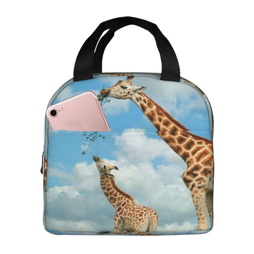 Giraffe Printed Lunch Bag For Women Reusable Insulated Lunch Tote Bag Lunch Box Lunch Cooler Tote Box