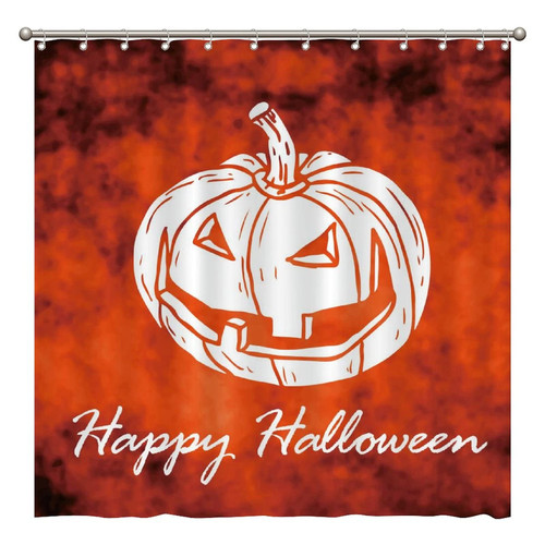 ArogGeld Halloween Pumpkin Orange Shower Curtain Happy Halloweeen Shower Curtains Bathroom Curtains Custom Durable Polyester Fabric Holiday Shower Curtain for Bathroom 72x72 Inches Set with 12 Hooks