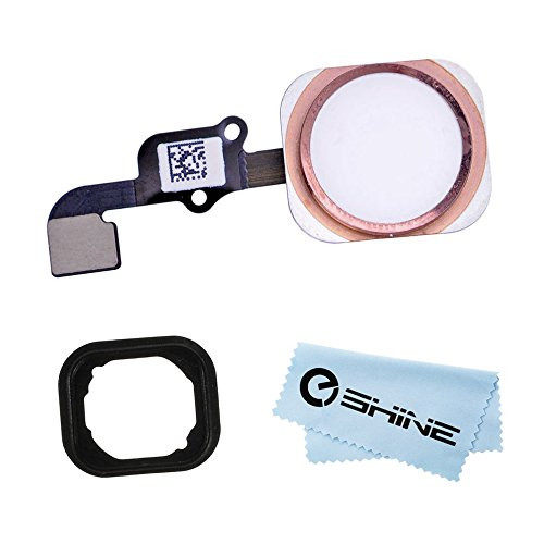 EShine® Home Button Flex Ribbon Cable Assembly for iPhone 6S 4.7 and iPhone 6S Plus 5.5 + Rubber Gasket + EShine Cloth (Rose Gold)