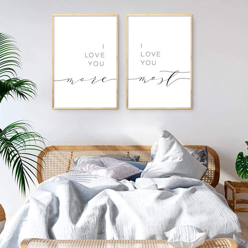I Love You More I Love You Most Wall Decor Love Quotes Canvas Wall Art Above Bedroom Wall Decor for Couples Minimalist Wall Art Romantic Prints Poster Bedroom Picture Artwork 16x24x2 Inch Unframed