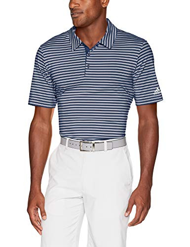 adidas Golf Men's Ultimate 2-Color Stripe Polo, Large, Collegiate Navy/White