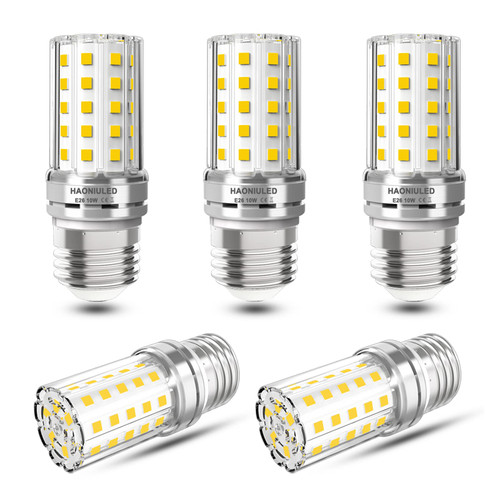 E26 LED Bulb 100W Equivalent, 4000K Natural White, 1000 Lumens, Non-Dimmable Standard LED Light Bulbs 10W, Edison Candelabra Ceiling Fan led Bulbs,Flicker Free, Tubular LED Corn Light Bulb, 5 Pack