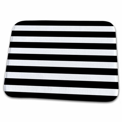 3dRose Stylish Contemporary Stripes - Black and White striped... - Dish Drying Mats (ddm-56663-1)