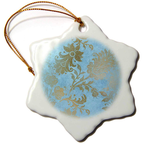 3dRose Image of Sky Blue and Gold Metal Foil Vintage Grunge Luxury... - Ornaments (orn-290170-1)