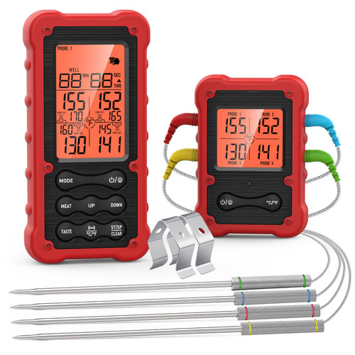 Digital Meat Thermometer - Cooking Food Oven BBQ Smoker Grill Thermometer for Grilling Smoking - Wireless Meat Thermometer with 4 Temperature Probes Digital Meat Thermometer - Cooking Food Oven BBQ Smoker Grill Thermometer for Grilling Smoking - Wireless Meat Thermometer with 4 Temperature Probes