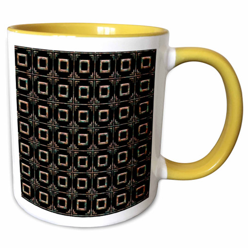 3dRose Black and Image Of Bronze Image Of Metal Ornamental Squares Pattern - Mugs (mug_355583_13)