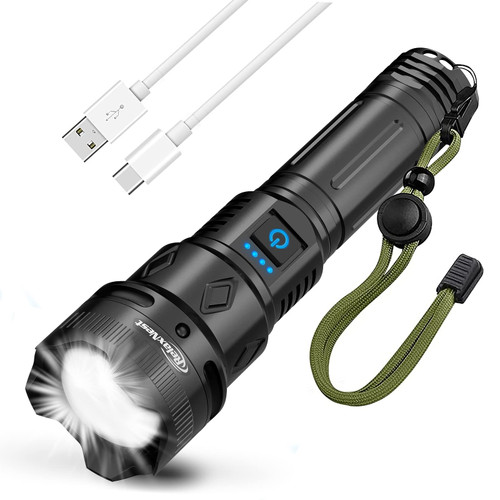 RelaxNest LED Flashlights High Lumens Rechargeable, Super Bright XHP160 Zoomable Tactical Flashlight Powerful 1200000 Lumen Flash Light Brightest High Powered Emergency Handheld Flashlight for Camping