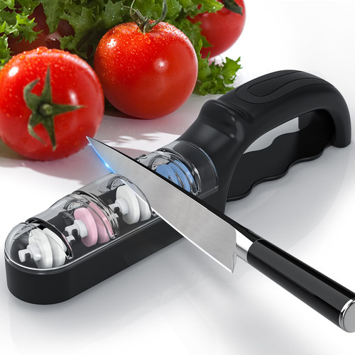 DIAPIN Knife Sharpening for Kitchen Knives, 4-stage Knife Sharpener with Replacement Ceramic Wheels, Water Sharpener Kitchen Knives Scissors for Protecting Knife Edge