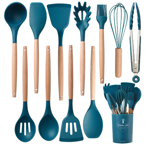 Keidason Kitchen Cooking Utensils Set, 12-piece Kitchen Cookware Non-stick Cookware Is Heat-resistant, BPA-free, Cooking Tools, Stirring Kitchen Tool Set (Blue)