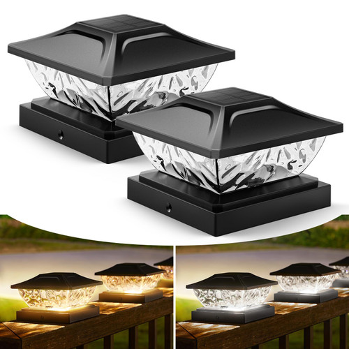 ENSLI Solar Post Cap Lights Outdoor, 2 Mode Bright Solar Post Lights Outdoor Waterproof Fence Post Cap Lights, Outdoor Post Lights Solar Powered Deck Lights for 4x4 4.5x4.5 5x5 Posts, 2 Pack (Black) ENSLI Solar Post Cap Lights Outdoor, 2 Mode Bright Solar Post Lights Outdoor Waterproof Fence Post Cap Lights, Outdoor Post Lights Solar Powered Deck Lights for 4x4 4.5x4.5 5x5 Posts, 2 Pack (Black)